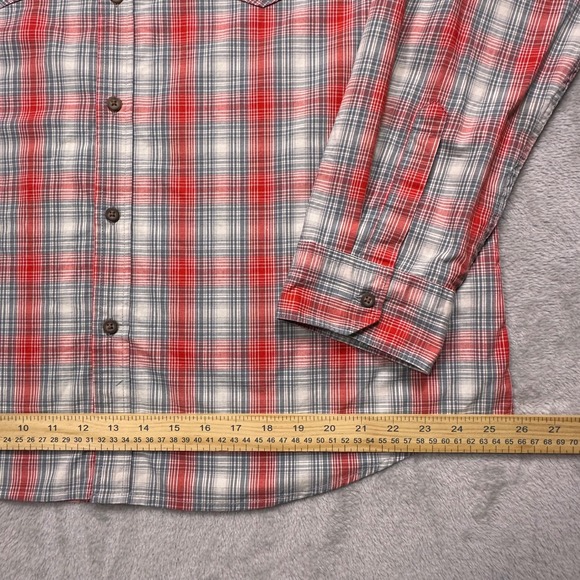 Wrangler XL Slim Fit Western Plaid Shirt – Aura Orange Gray Button Up RanchWear‎ - Picture 11 of 16